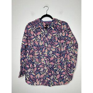 Talbots Shirt Womens Plus Button Up Blouse Multicolor Paisley Floral Size X